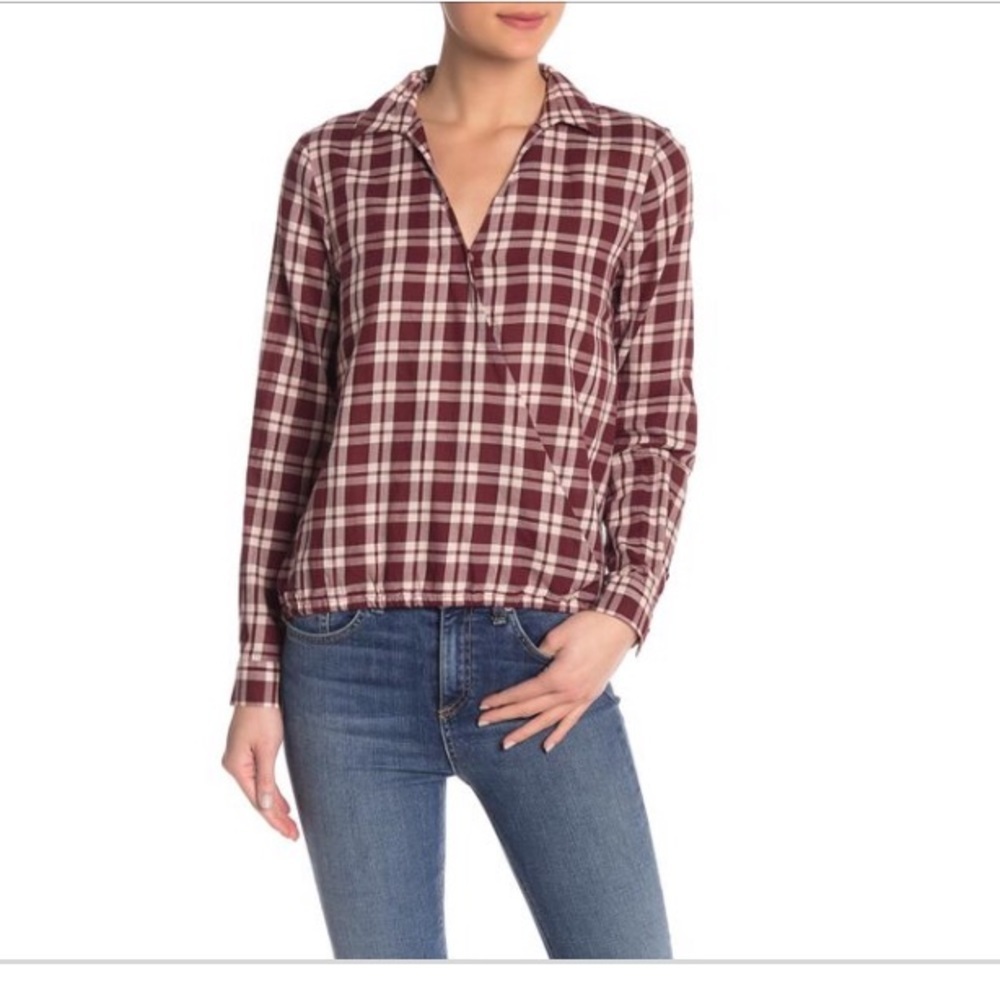 NEW • Madewell • Arion Plaid Burgundy Blouse